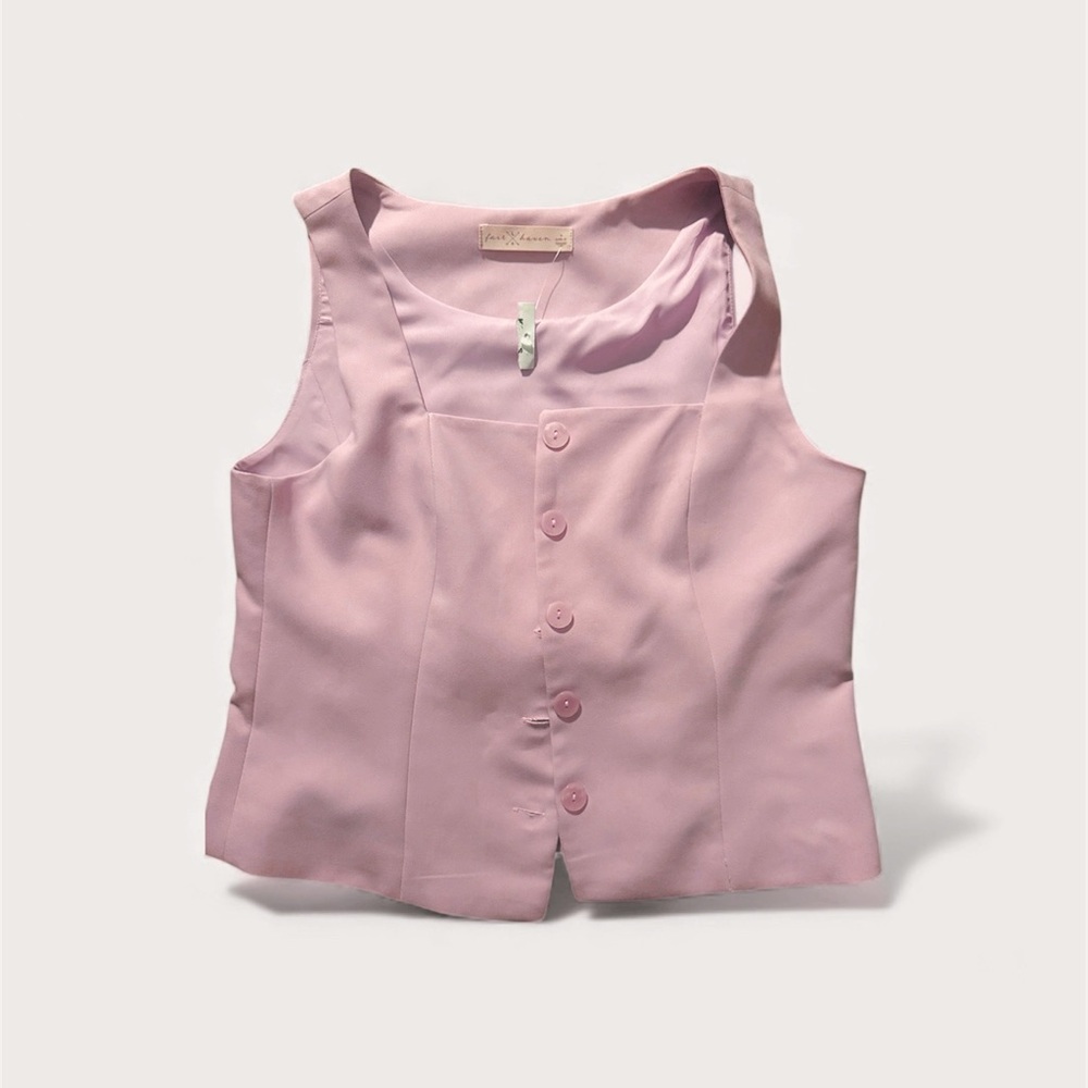 Fair Haven Women’s Pink Sleeveless Button-Front Top – Size M New with 🏷️